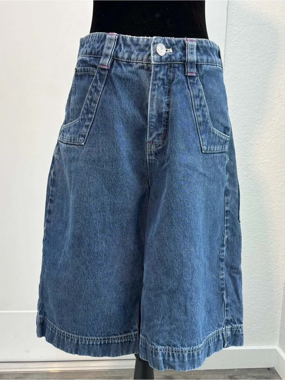 2b Analog Baggy Denim Jorts Shorts Size 2 / S Embroidered Stars Cyber Y2K Rave